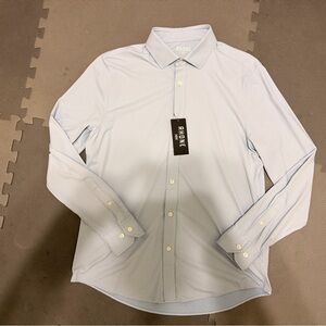 GUC RHONE Men's Blue Diamond Commuter Slim Fit Dress Shirt Large